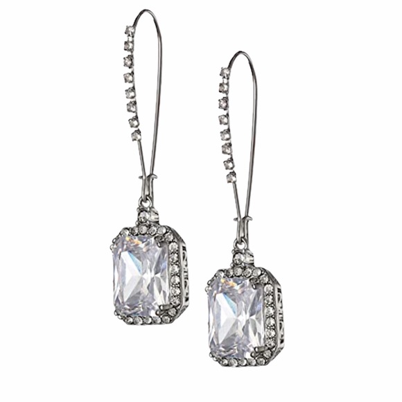 Betsey Johnson Crystal Square Long Drop Earring - Picture 2 of 5